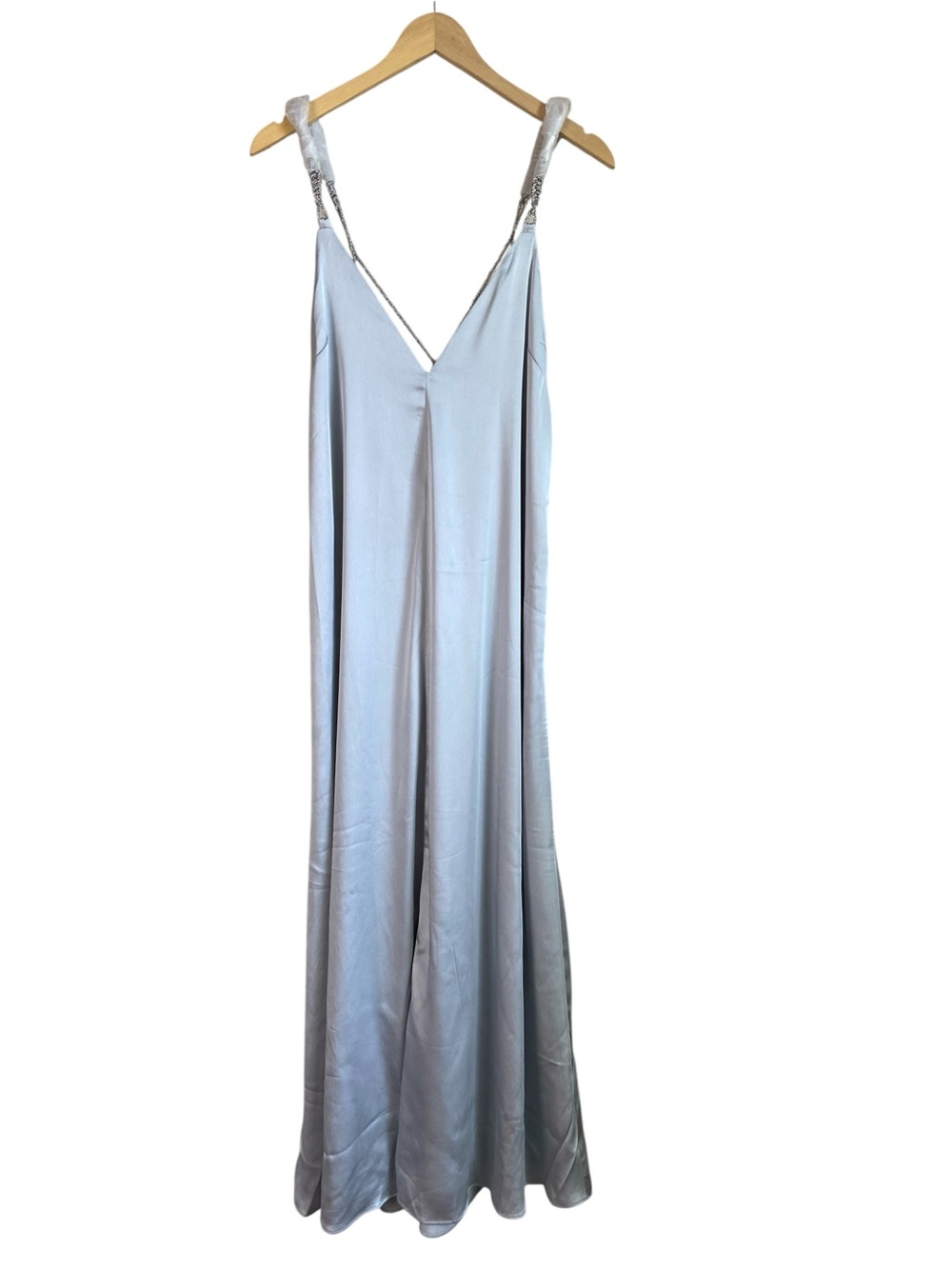Significant Other Abbey Trapeze Pewter Satin Maxi Dress Size 6 NWOT - Picture 4 of 10